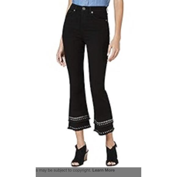 Style & Co. Cropped Flare Jeans Studded Layered Black BOHO festival womens 12 EC - Picture 1 of 11